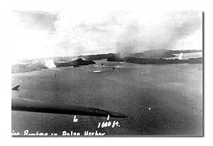 Bombing near the capital, Koror. Courtesy US National Archives