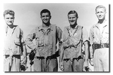 Marine aviators of VMF114, ca. 1945: Wink Balzer, Ray Durham, Tack Longer, Bill Cantrell